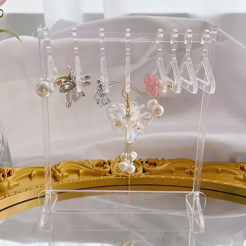 8 pçs cabides criativo brinco expositor organizador de acrílico transparente vitrine orelha parafuso prisioneiro cabide forma mesa rack armazenamento jóias