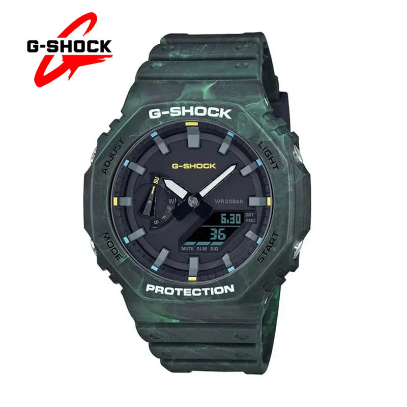 G-SHOCK GA-2100 남성용 쿼츠 시계, 다기능 충격 방지 LED 다이얼, 듀얼 디스플레이, 야외 스포츠, 캐주얼 패션