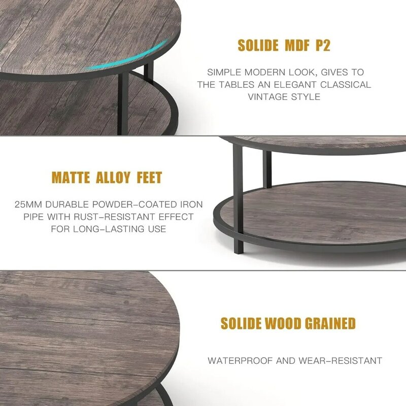거실 테이블용 커피 테이블, 원형 모던 디자인, 좌석 센터, 소형 엔드 카페 가구, 36 인치