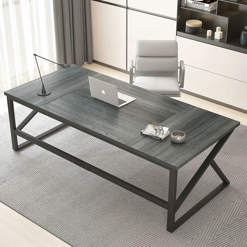 HSH Extra длинный компьютерный стол, промышленный металлический деревянный стол для дома и офиса, большой стол для ноутбука для 2 человек для письма руководителя