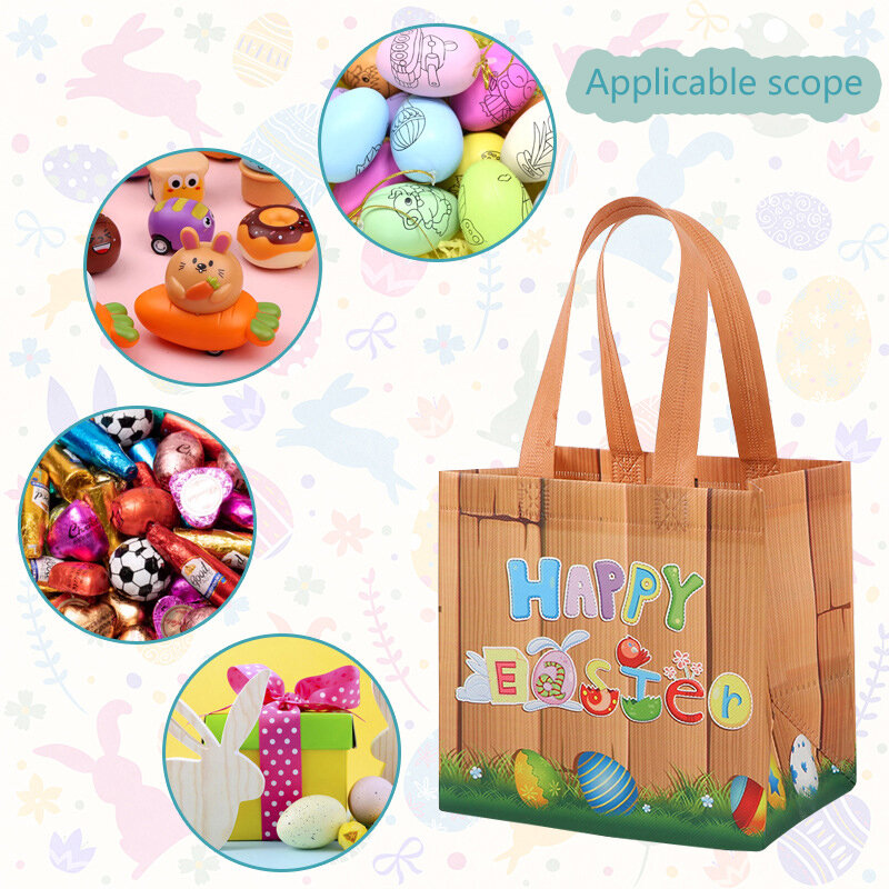 Easter tas jinjing tidak ditenun, kantung belanja pesta telur Paskah dapat digunakan kembali tanpa anyaman hadiah