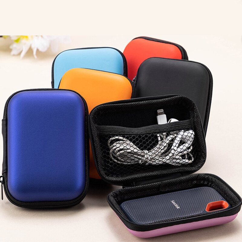 Oligsauna-Boîte de rangement portable pour écouteurs, sac pour écouteurs, étui pour carte mémoire, câble USB, conteneur pour téléphone