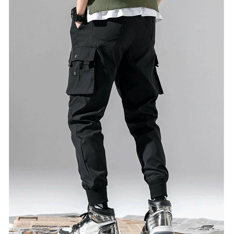 กางเกงกีฬาสำหรับผู้ชายกางเกงคาร์โก้ผ้าฝ้ายลำลองมีกระเป๋าหลายกระเป๋ากางเกงขายาว celana olahraga GYM