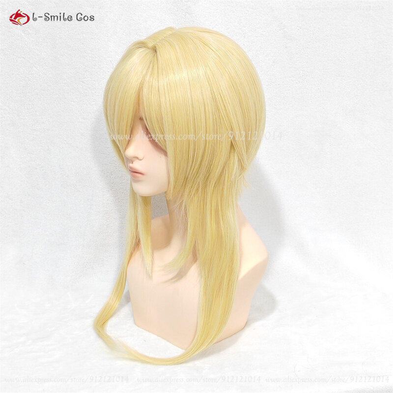 Traveler Lumine Cosplay Wig 50cm Blond Scalp Women Anime Wigs Heat Resistant Synthetic Hair Halloween Aether Lumine Cosplay Wigs