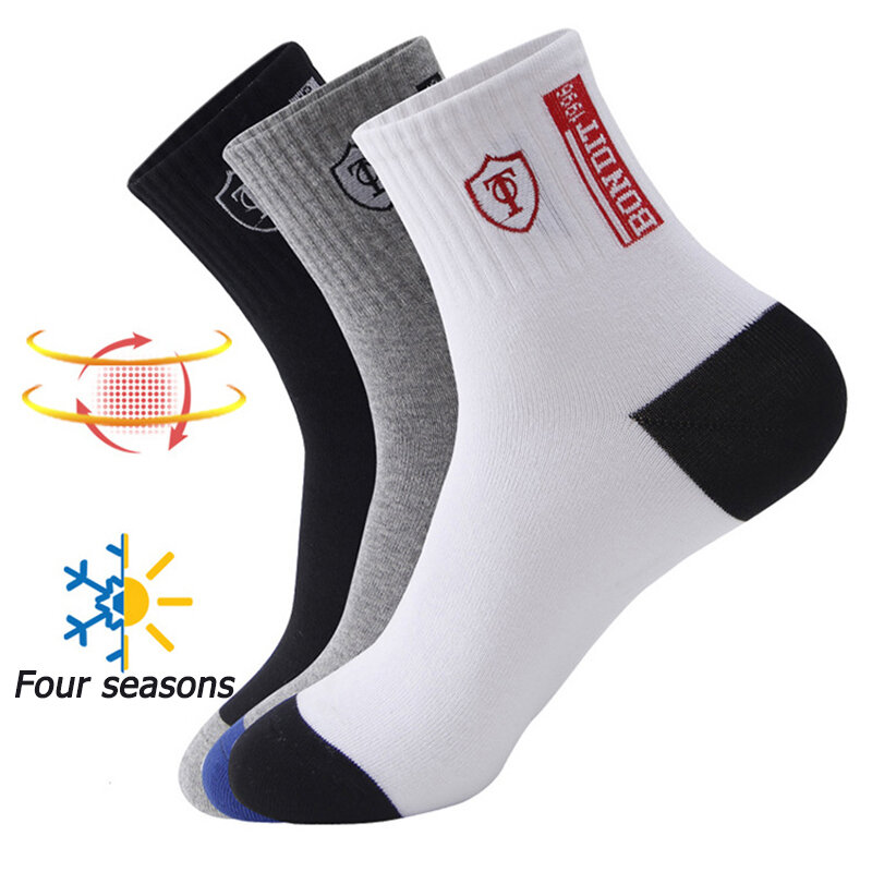 5 Pairs Mens Sports Socks Apring And Fall Summer Comfortable Breathable Sweat Casual Thin Basketball Sports Socks EU37-43