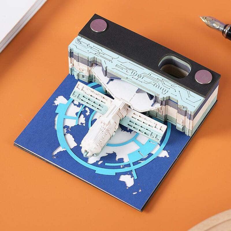 Bloc de notas de escritorio 3D con forma de Monte Everest, Bloc de notas creativo desmontable, arte de tallado de papel DIY para decoración de escritorio de oficina en casa