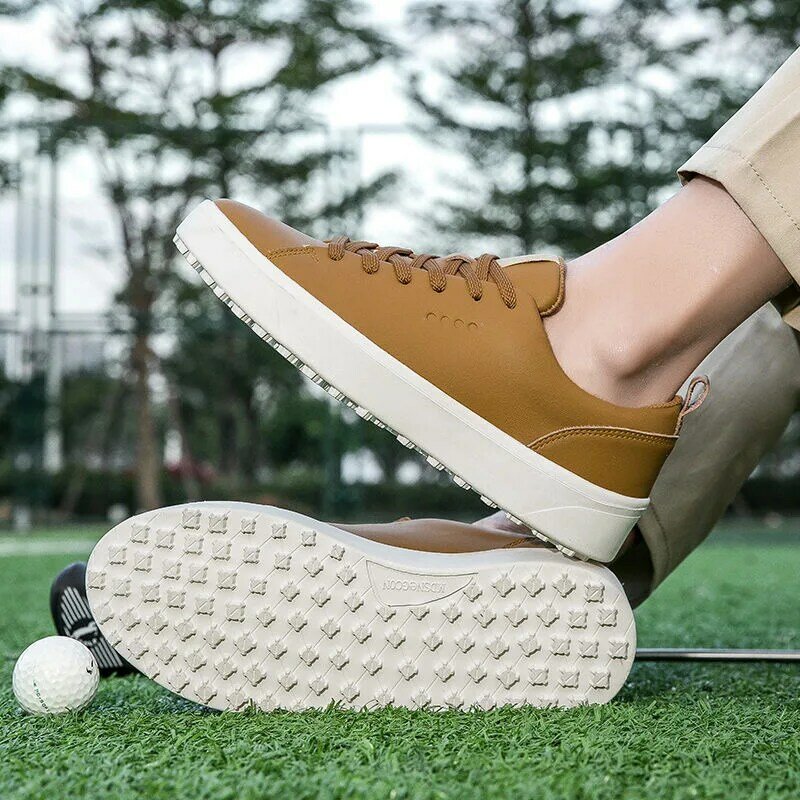 Zapatos de Golf profesionales para hombre y mujer, zapatillas de gimnasio antideslizantes, de cuero blanco y negro, para entrenamiento de Golf, Unisex, talla grande 47