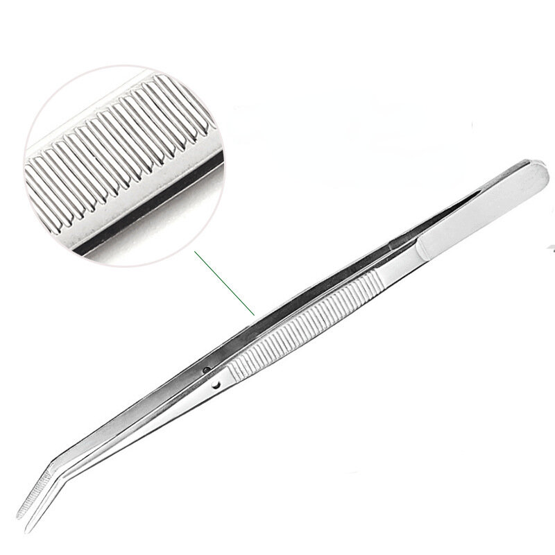 1 pz pinzette in acciaio inox seghettato strumenti dentali curvi strumento dentale termicamente sterilizzabile dentista laboratorio dentale