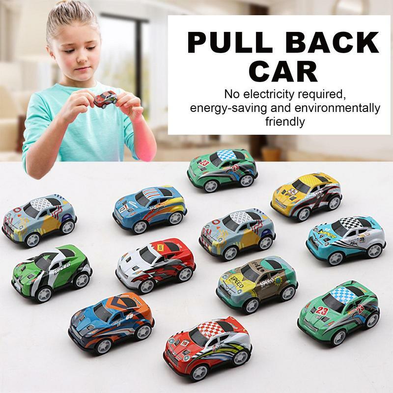 Mobil balap logam paduan Mini, mainan kendaraan tarik ke belakang paduan ukuran kecil, tas pengisi barang untuk pesta untuk anak laki-laki gaya acak