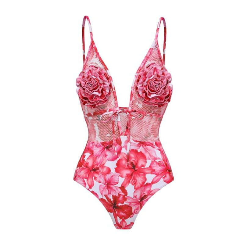 Odzież damska Jednoczęściowy strój kąpielowy Kwiatowy zestaw bikini Spódnica plażowa Poliester body Stroje kąpielowe Styl noszenia Sukienka Maxi