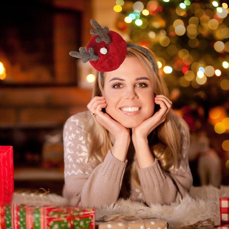 ベレー帽トナカイ枝角形状ヘアフープ女性クリスマスコスプレ衣装小道具