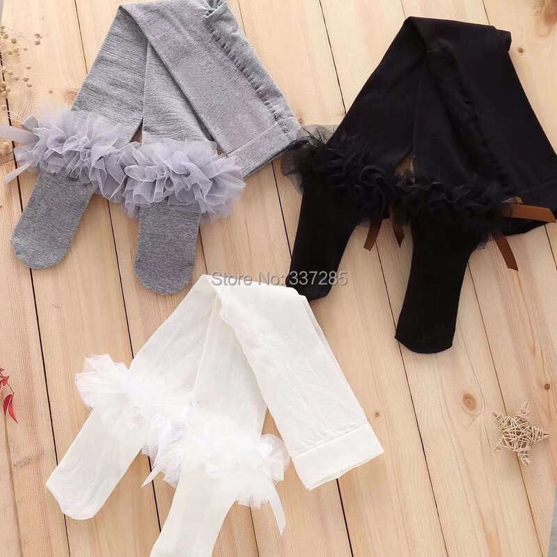 kids girls lovely bowknot pantyhose big lace baby floral tights cute princess flowers cotton autumn warmer pantyhose for child