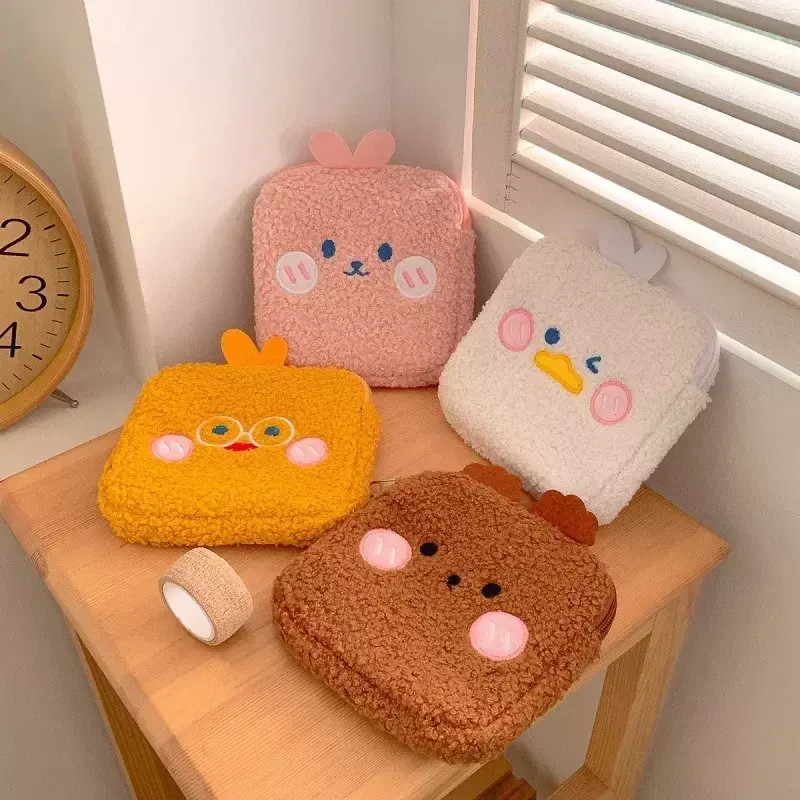 xxx Cute Plush Sanitary Napkin Storage Bag Women Tampon  Pad  Small Cosmetic Bags Makeup Pouch Card