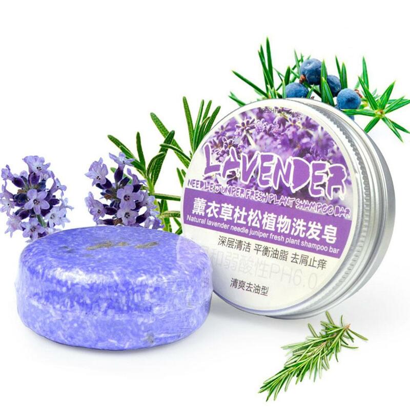 1PC lavender Handmade Shampoo Soap Cold Processed Soap Hair Shampoo Bar 100% Pure Plant Hair Shampoos Hair Care