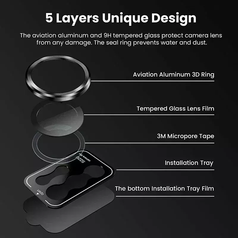 Anel protetor para Samsung, vidro moderado, tampa da caixa do metal, A54, A14, A34, S23 mais, 5G