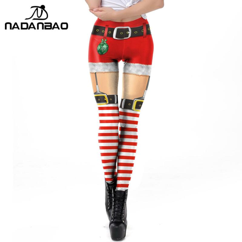 NADANBAO-Leggings de Navidad para mujer, Pantalones estampados, cintura media, elásticos, ajustados, ropa de fiesta de vacaciones, entrenamiento para niña