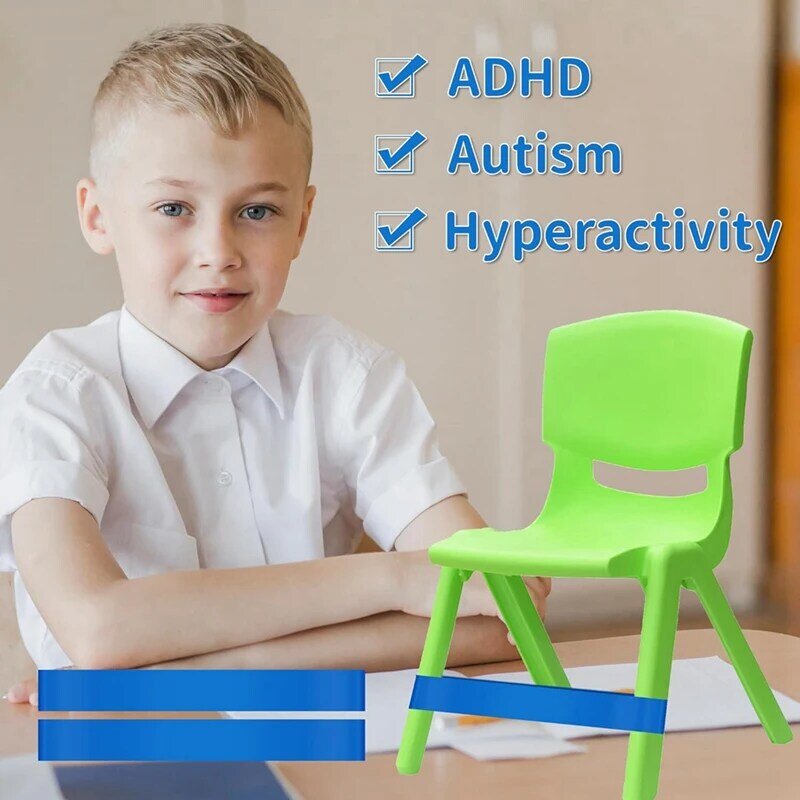 Bandas de cadeira com pés inquietas para crianças, Ferramentas Adhd, Assentos flexíveis, Sala de aula, Elementar, 12 pcs