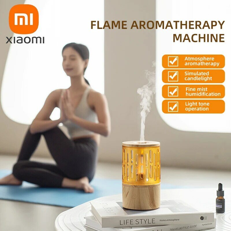 2024 оригинальный Ароматерапевтический аппарат Xiaomi с пламенем, маленький домашний тихий увлажнитель воздуха для спальни при свечах, освещение, ароматерапия