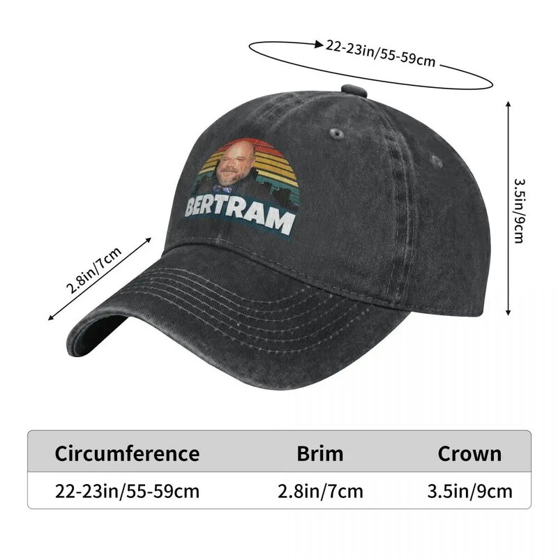 Bertram Baseball Cap Fashion Distressed Denim Funny Snapback Hat Unisex Outdoor All Seasons Travel Hats Cap