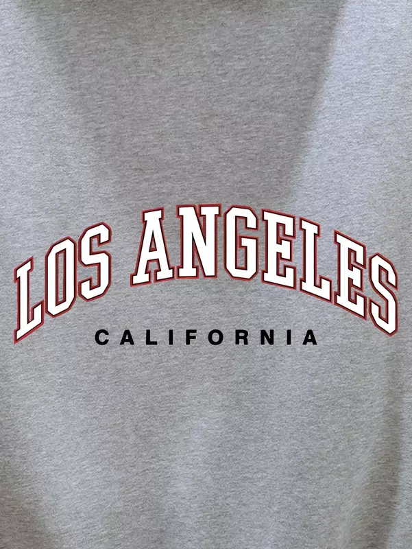 LOS ANGELES Print Hoodie, Cool Hoodies For Men, Men's Casual Graphic Design Pullover Hooded Sweatshirt With Kangaroo Pocket