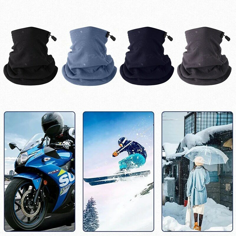 Unisex Winter Ear Warmer Keep Warm Plush Mask Windproof Comfortable Neck Tube Skiing Skating Collar Scarf Drawstring Face Cover