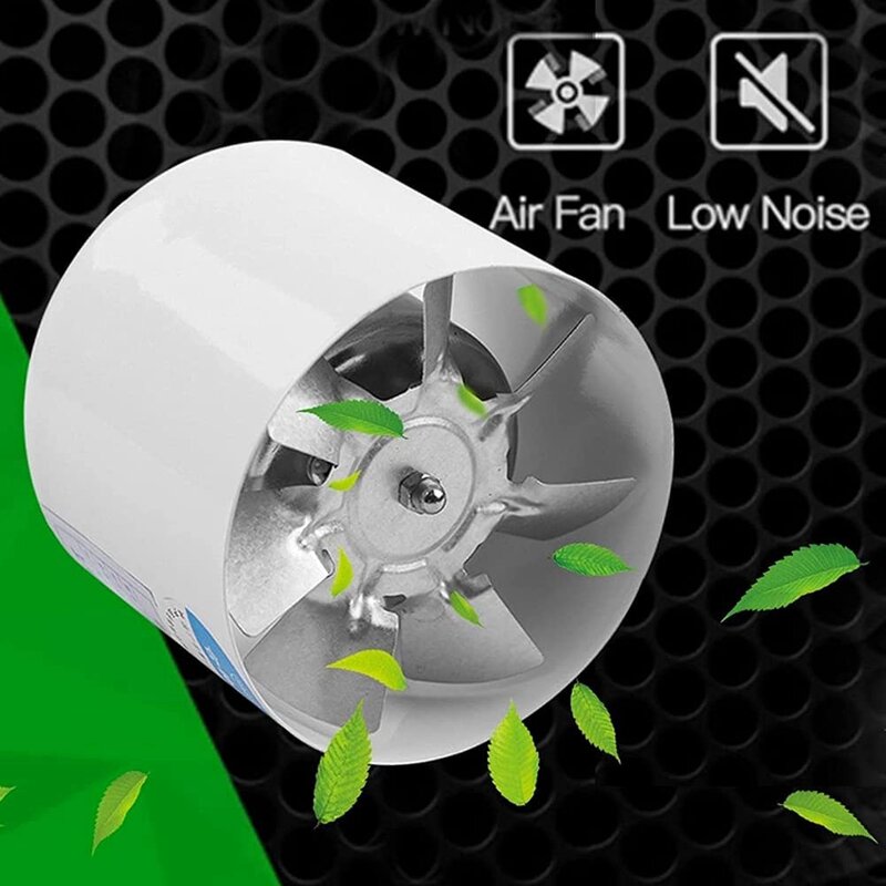 Mini Duto Inline Ventilador de Ar, Metal Pipe Ventilação Exaustor, Banheiro e WC Ventilador de Parede, 4"