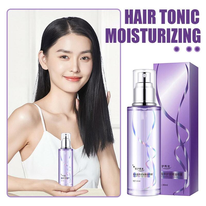 80ml Premium nieszkodliwy olejek do włosów w sprayu pachnący odżywczy prezent z kręconymi olejek nawilżający włosami głęboko dla kobiet w sprayu Sh Sh X0I5