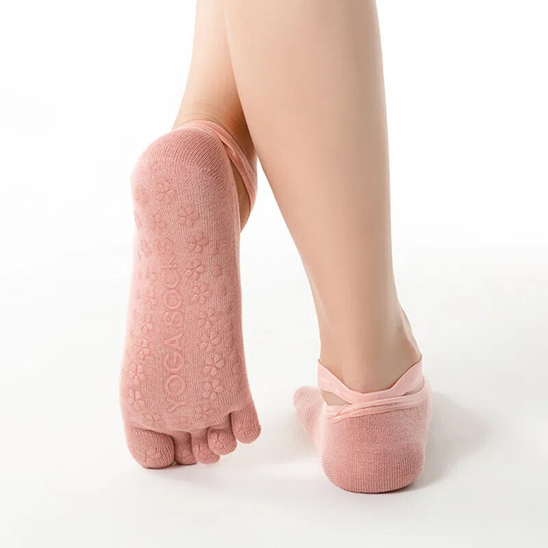 Профессиональные носки для фитнеса, аэройоги, батут, силиконовые Нескользящие носки с пятью пальцами, спортивные впитывающие пот для женщин, для начинающих 4 сезона