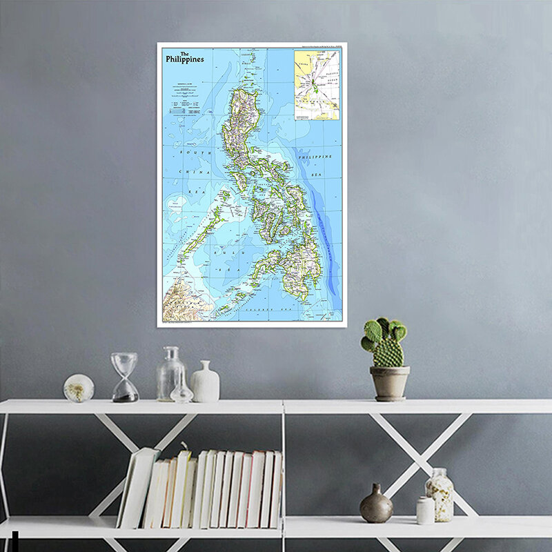 100*150 см карта Филиппин на английском языке, версия 1986, Нетканая Картина на холсте, настенный художественный плакат и печать для гостиной, домашний декор