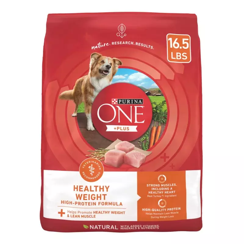 Purina One  Plus Dry Dog Food High Protein Healthy Weight, Real Turkey 16.5 lb Bag