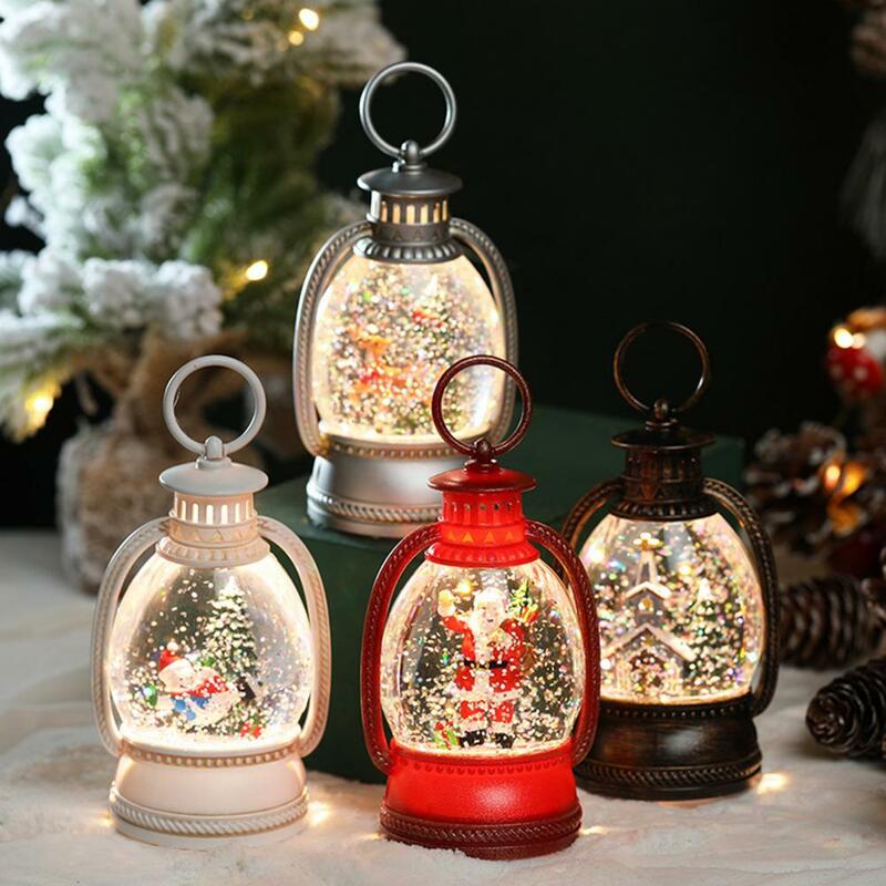 Sparkling Lights Christmas Ornaments Holiday Party Lamp Decorations Festive Battery-operated Christmas Lanterns Glitter Santa