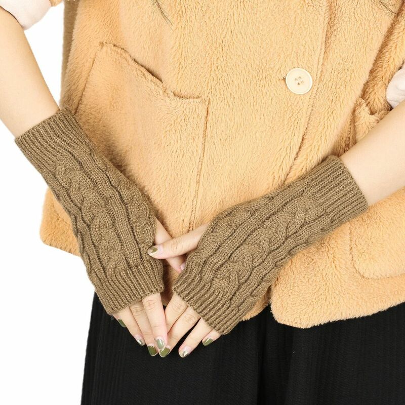 Koreanische halbe Finger Twists Handschuhe Winter warme Wolle Strick handschuhe für Frauen Männer einfache Outdoor-Radfahren Reiten kurze Handschuhe
