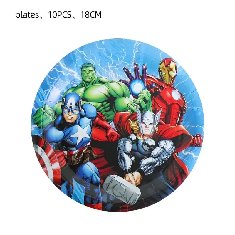 Marvel Avengers Flag Pulling Balloon Paper Plate Paper Cup Table Cloth Birthday Party Dinner Set
