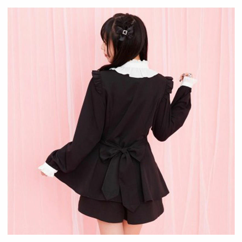 NIGGEEY-falda de manga larga para mujer, conjunto de minifalda de línea a con lazo de corazón a cuadros japoneses, Lolita, adelgazante, estética Y2k, dulce