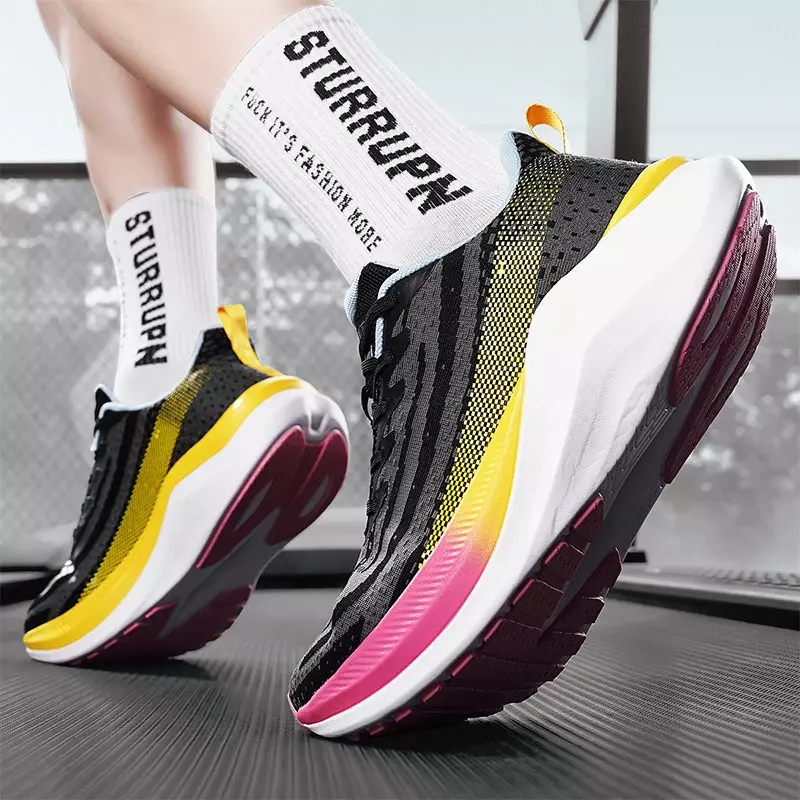 Новые брендовые дизайнерские беговые кроссовки, мягкие амортизирующие кроссовки на толстой подошве, мужские сетчатые дышащие универсальные кроссовки для бега и ходьбы