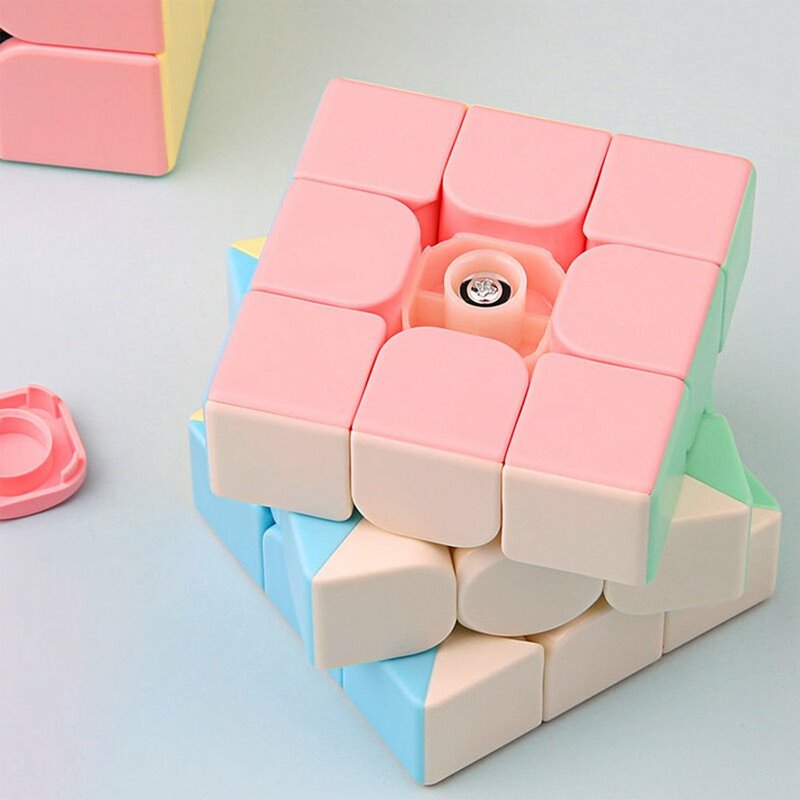 Cube magique sans autocollant pour enfants et adultes, objet de productivité lisse, macaron, 3x3