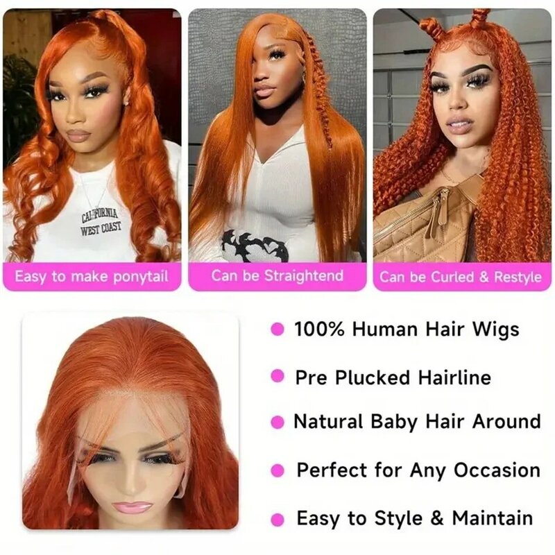 Perruque Lace Front Wig Body Wave Naturelle pour Débutants, Cheveux de Bébé Pré-Plumés, 13x4 HD, 350 #, pour Femme