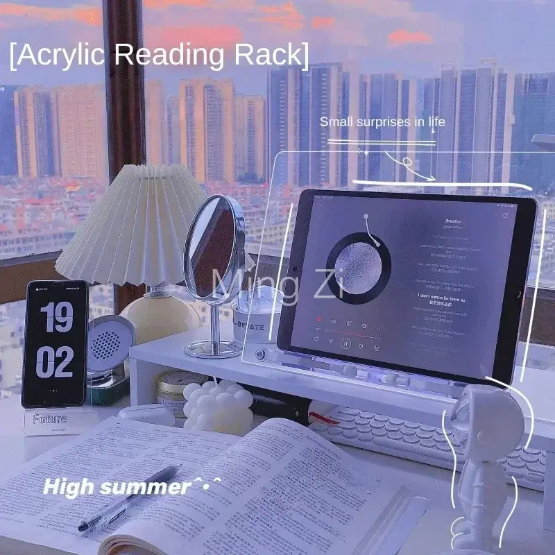 Elevado Laptop Stand Holder, 180 ° Rotativo, Desktop Reading Rack, Acrílico Transparente Notebook Suporte para Leitura Mesa, Ins Estilo