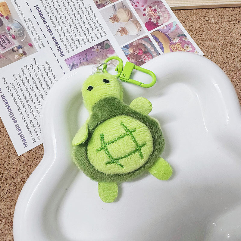 Boneka kura-kura mewah lucu gantungan kunci mainan liontin kartun kura-kura kecil gantungan kunci ransel jimat tas mobil dekorasi hadiah ulang tahun anak