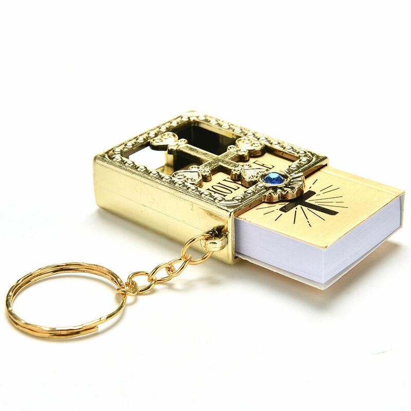 Mini porte-clés Sainte Bible, porte-clés religieux anglais, papier l'inventaire, chrétien spirituel, couverture de Jésus, cadeau, 1PC