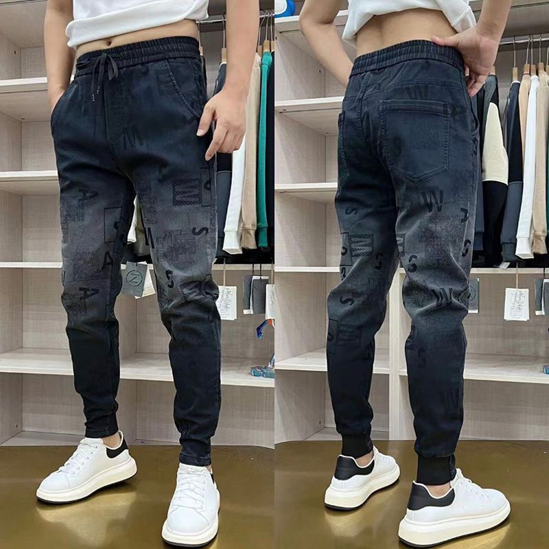 Harajuku Fashion Designer Clothes Black Zipper Korean Style Men's Casual Slim Denim Jeans Spring and Autumn Men's Luxury Pants