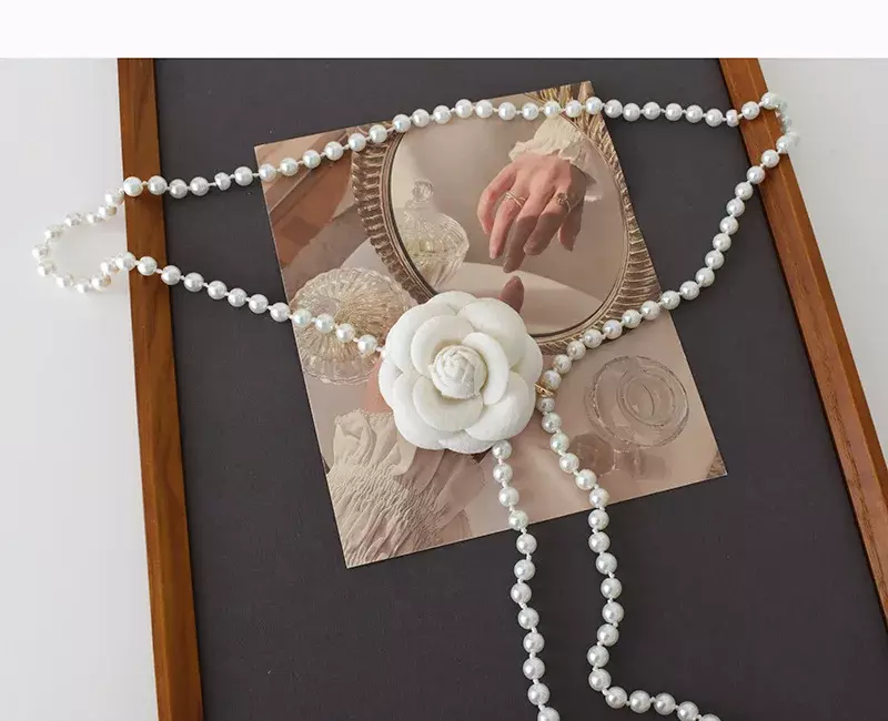 Camellia Waist Chain Accessories New Small Fragrant Flowers Pearl Belt Decorative Skirt Sweater Stylish Waist Chain