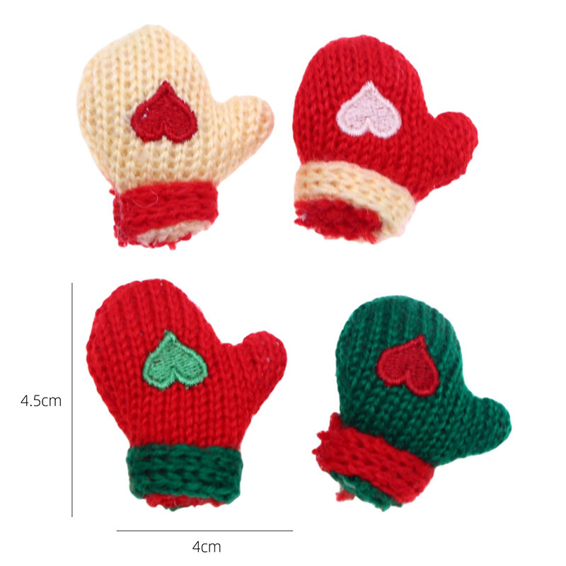 1Pair Dollhouse Miniature Gloves Handmade Christmas Yarn Knitted Gloves Kid Pretend Play Toy Doll House Scene Decor Accessories