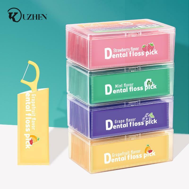 30 Pcs/Box Floss Toothpick Set Colorful Fruit Flavor Dental Floss Pick Portable Toothpick Floss Teeth Cleaner With Storage Tube