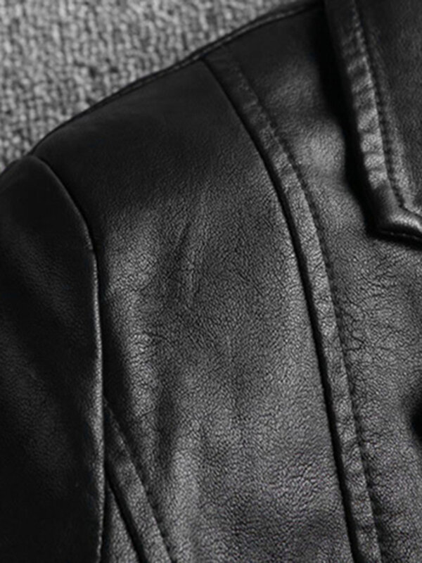 Lautaro-Chaqueta de piel sintética para mujer, Blazer elegante de manga larga, color negro claro y suave, a la moda, 2021