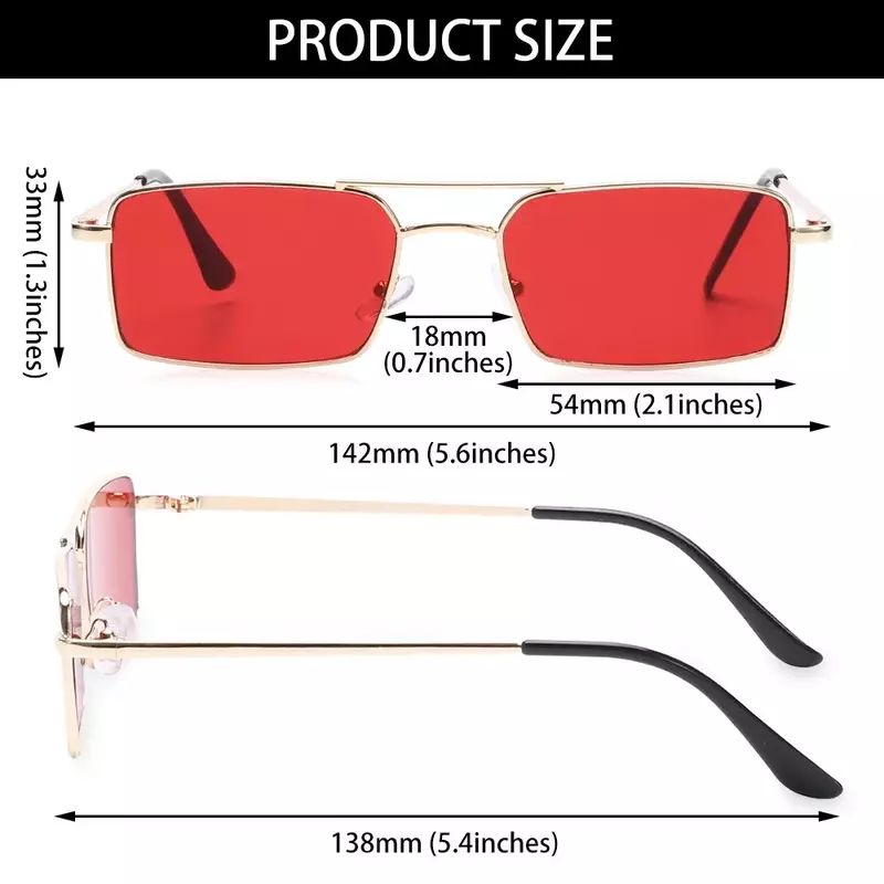 Kacamata hitam untuk wanita dan pria, kacamata hitam trendi tanpa bingkai kacamata hitam persegi panjang gaya Retro bepergian Musim Panas UV400