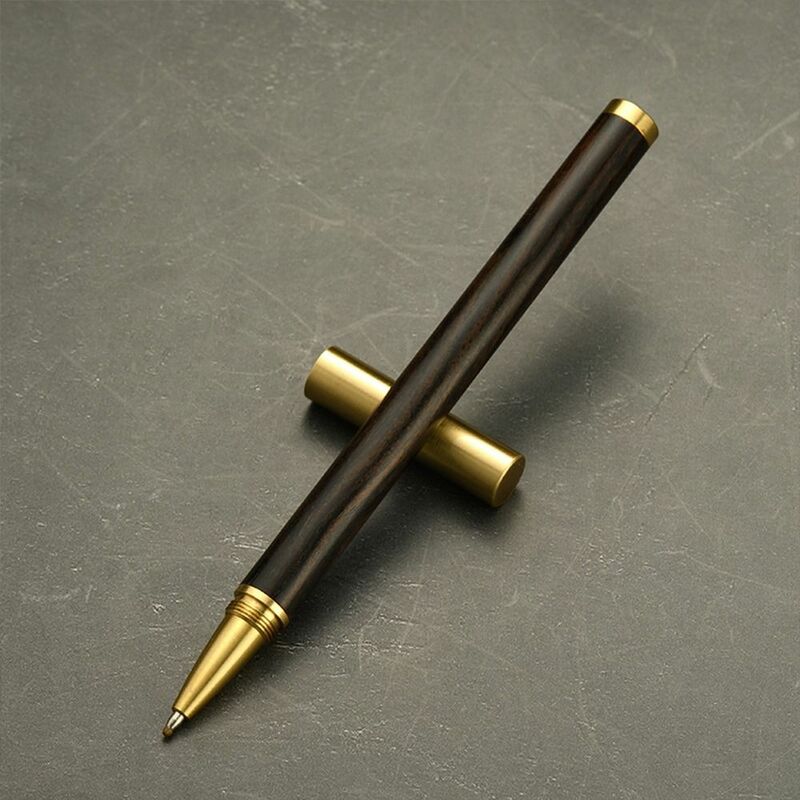 Stylo gel à encre noire à séchage rapide, 0.5mm, stylo signature, corps en bois créatif, école, bureau