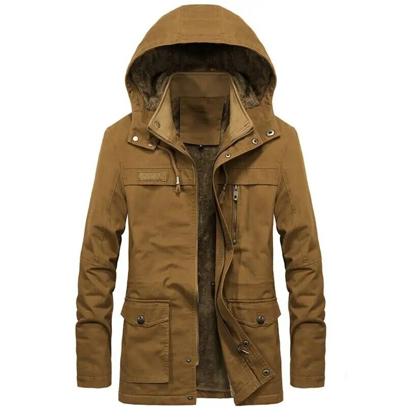 Новая военная Толстая Теплая мужская куртка, зимняя парка, повседневная хлопковая стеганая куртка, Мужская Меховая куртка с несколькими карманами, мужская куртка, парка Hombre