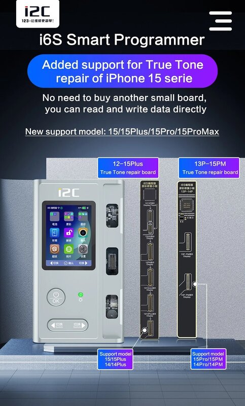 I2C i6S Bateria Flex cabo programador, cor original câmera traseira, impressão digital Face ID Repair, iPhone X 11 12 13 14 15 Pro Max