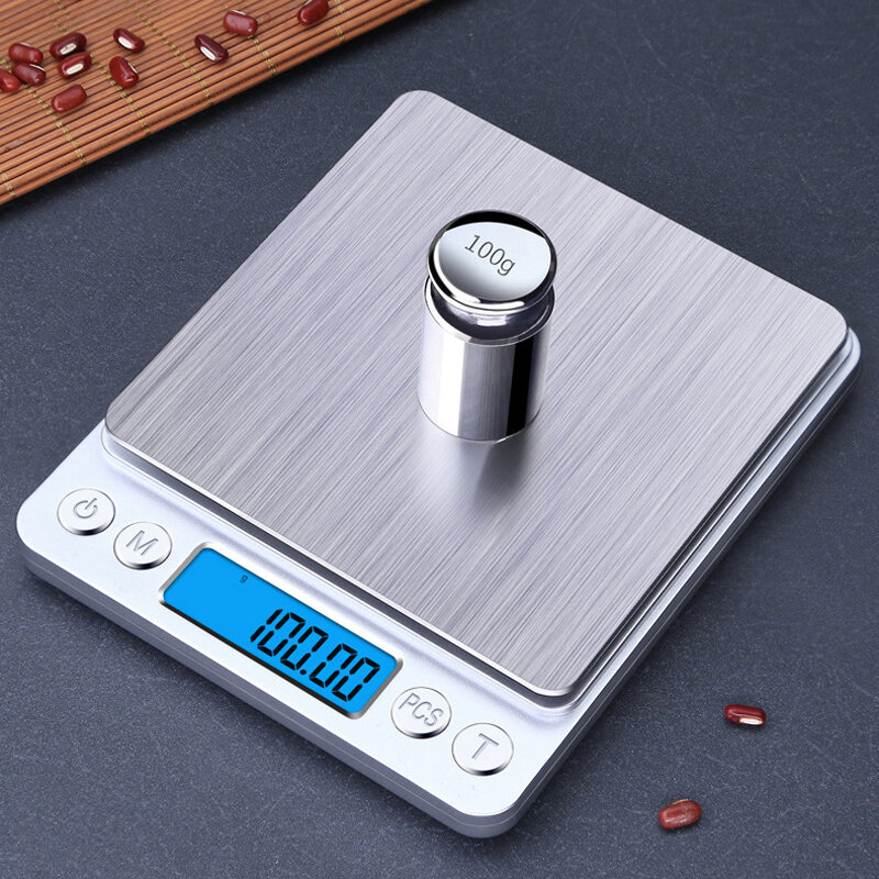Báscula electrónica Digital para cocina, balanza de joyería con pantalla LCD de 500g/0,01g/3000g, para pesar alimentos y laboratorio